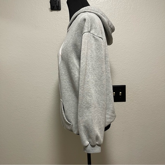 Heather Grey Heart Print Hooded Sweatshirt MEDIUM - Picture 5 of 7